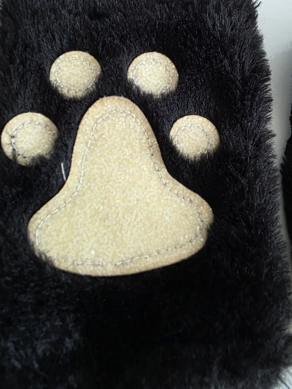 Black Faux Fur Cat Ear Headband and Paw Wristbands Set 3 Pieces Bundle.